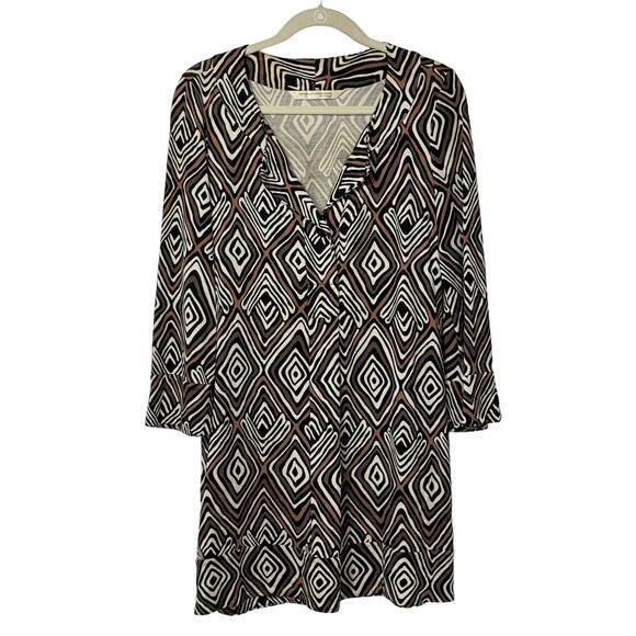 Diane Von Furstenberg Black and White Geometric Midi Dress - Picture 1 of 11